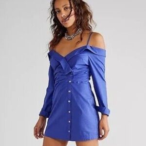 Free People After Hours Mini Shirt Dress Endless Summer Canyon Iris Large‎